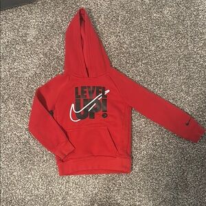 3 brand Nike Kids Red Hoodie - Level Up Design